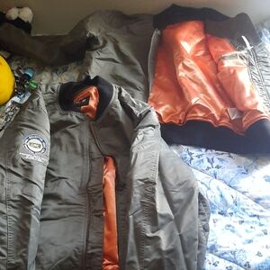 X2 Gray Bomber Jacket with Orange Interior